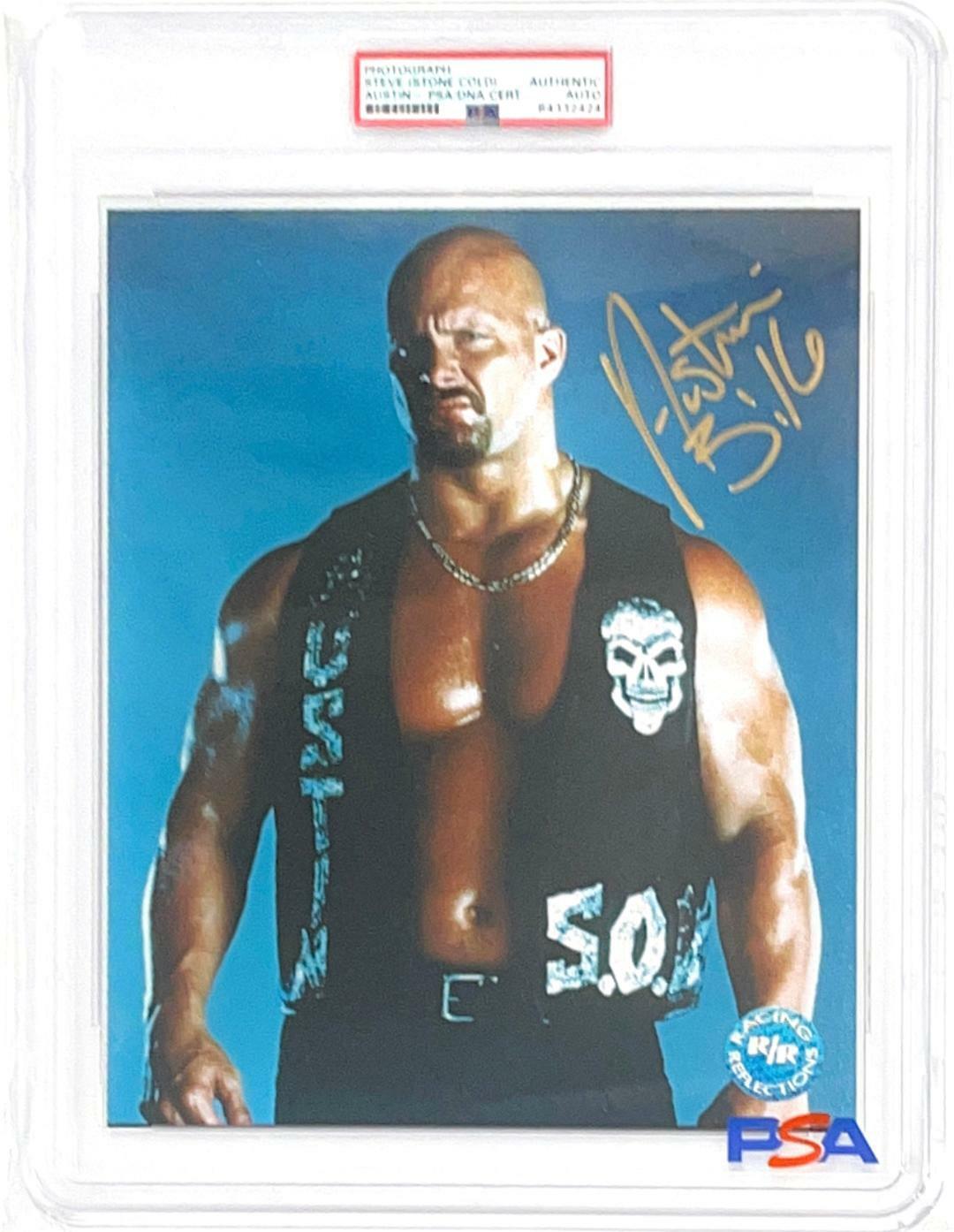 WWE STONE COLD HAND SIGNED AUSTIN 316 8X10 Photo Poster painting ENCAPSULATED BY PSA COA 3 RARE