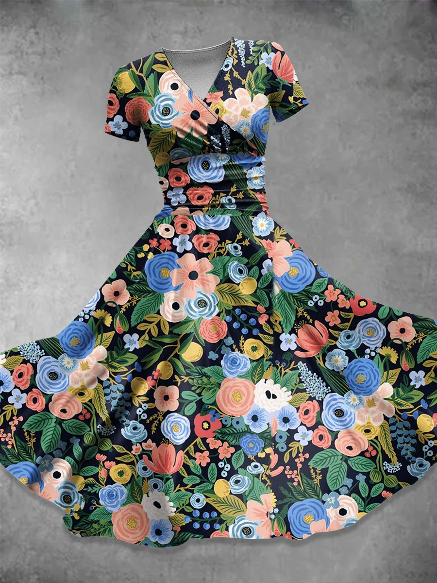 Flower Art  Print Casual Dress