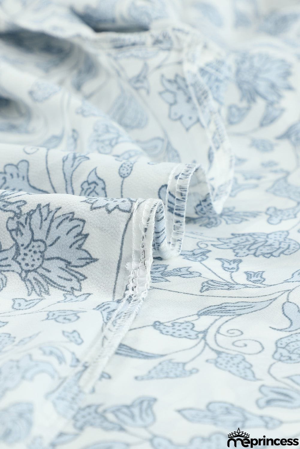 Printed Long Sleeve V-Neck Drawstring Shirt