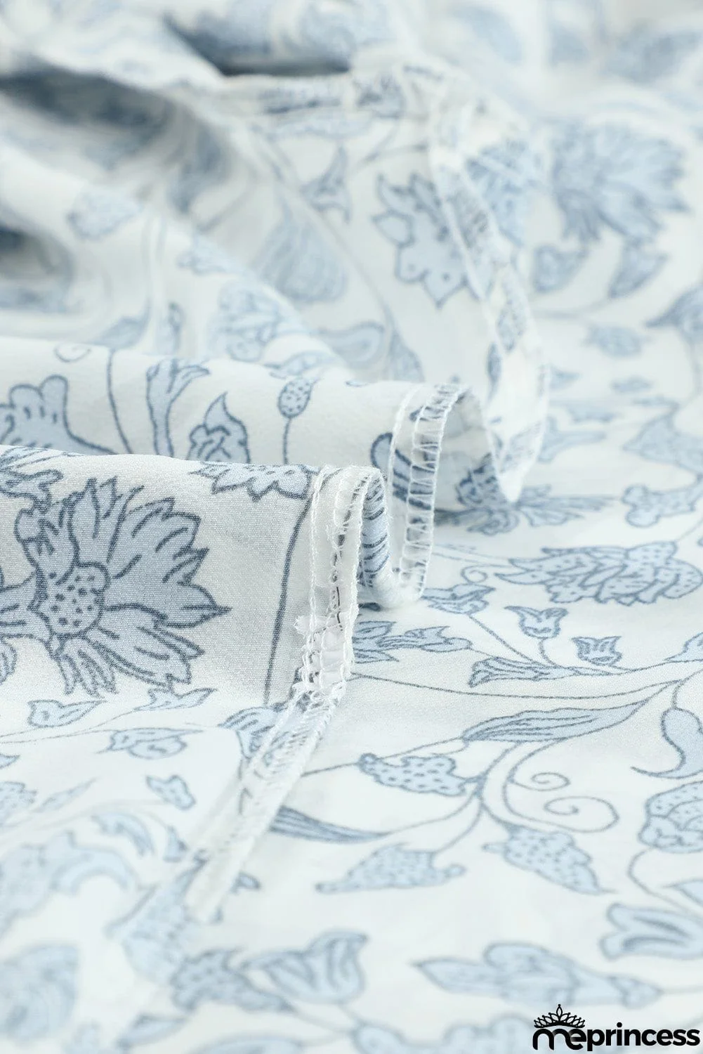 Printed Long Sleeve V-Neck Drawstring Shirt