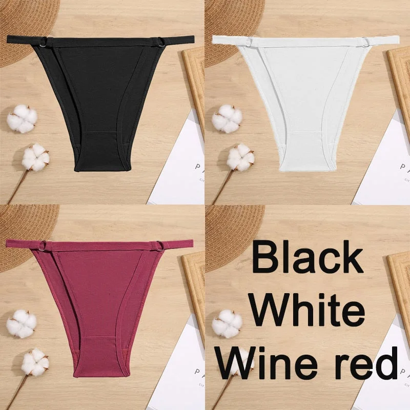 3PCS/Set Cotton Panties Underwear Bikini Style Women's Lingerie Sexy Panties Female Underpants Design Waist Band Briefs Pantys