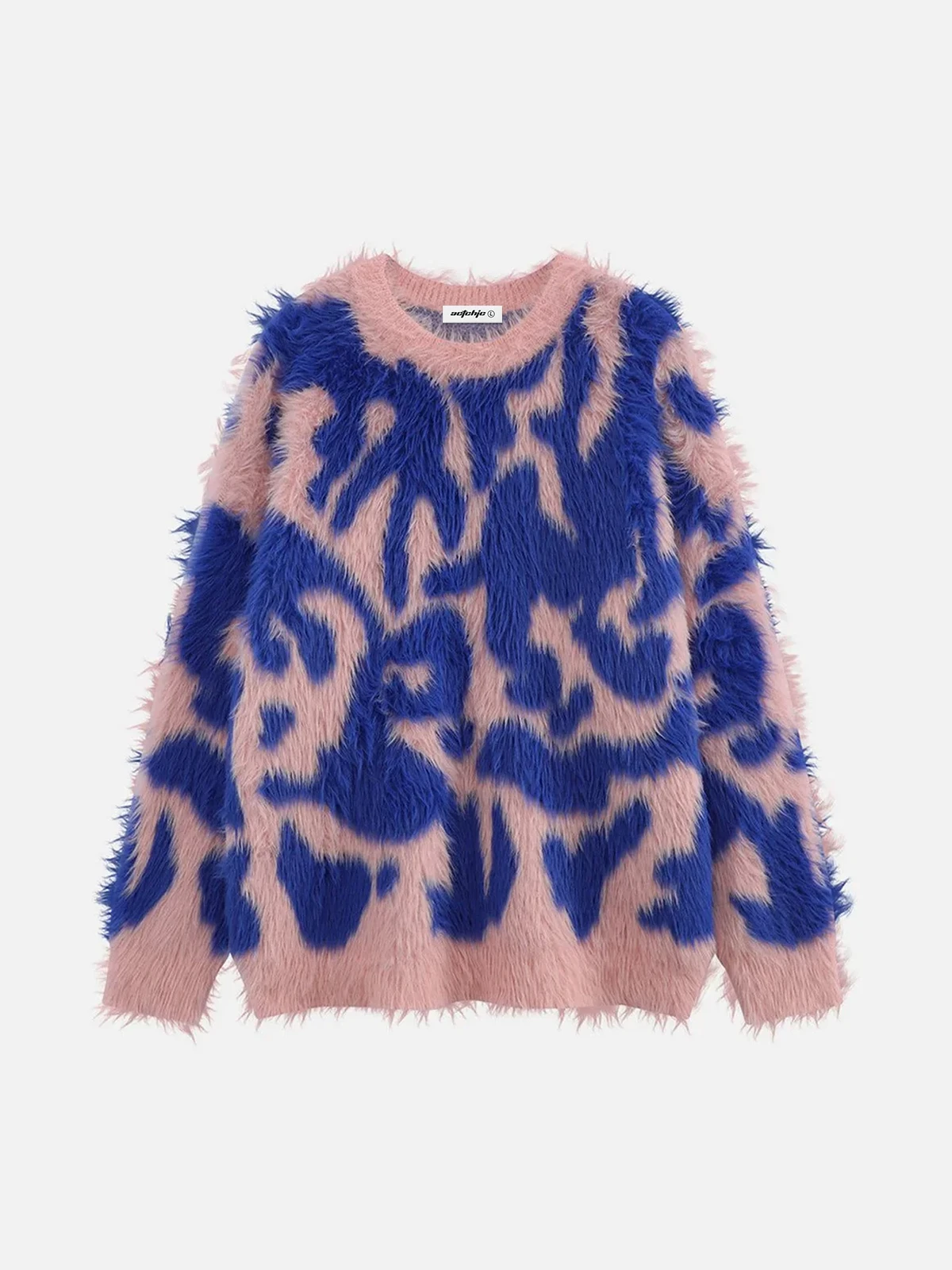 Pink Unisex Color Blocking Mohair Sweater Front
