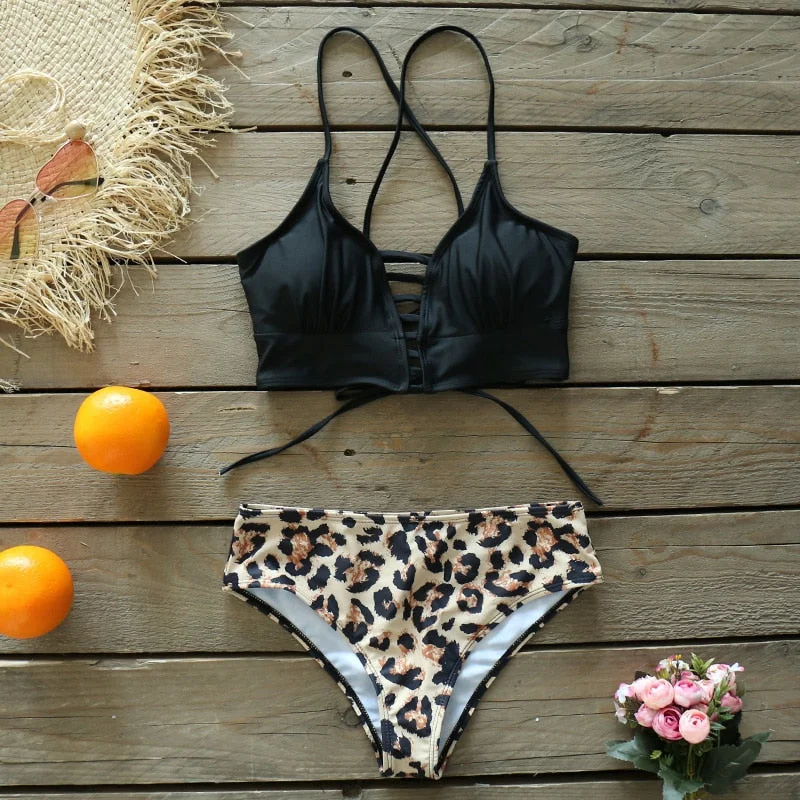 2021 New Sexy Low Hight Bikini Set Women Swimsuit Lace Up Swimwear Plus Size Bathing Suit Beach Wear Print Summer biquini Female