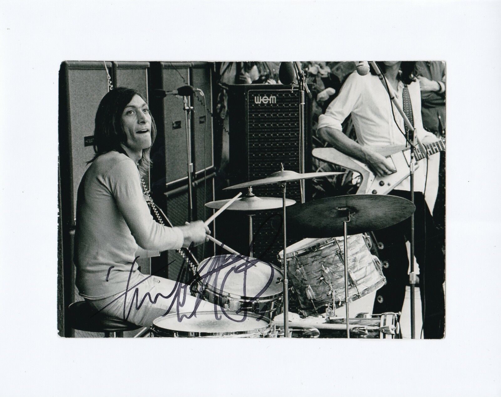 Charlie Watts Rolling Stones drummer REAL hand SIGNED Photo Poster painting #5 COA Autographed