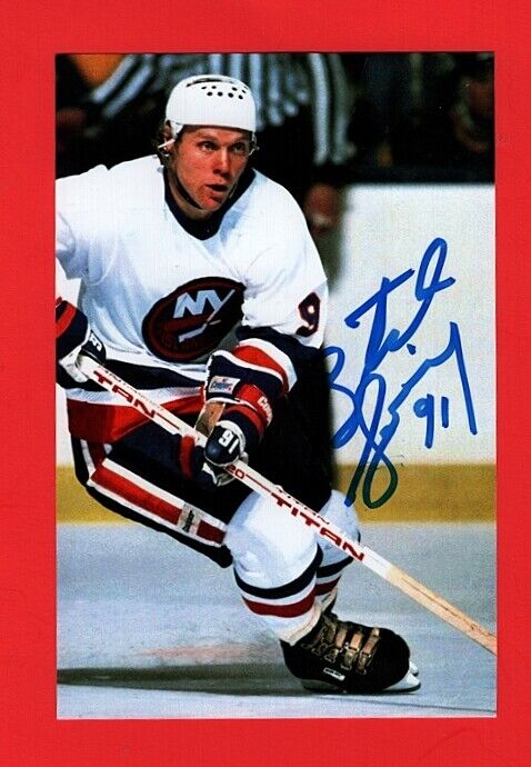 BUTCH GORING-NY ISLANDERS 4X6 AUTOGRAPHED COLOR HOCKEY ACTION Photo Poster painting