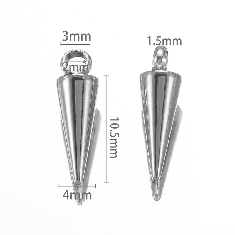 10 PCS/Package 4*10.5mm 6*10.5mm 6 * 15mm Hole 2~2.9mm Hole 3~3.9mm 304 Stainless Steel Solid Color Polished Pendant