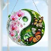 Acryl Yin Yang Diagramm von Schmetterling und Blume bl&uuml;hen - 5d DIY Handwerk Anh&auml;nger