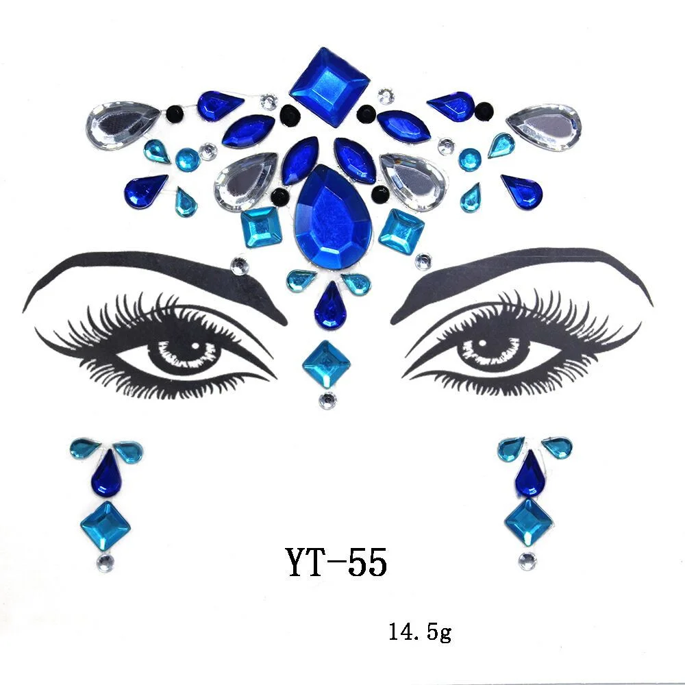 Facial Rhinestone Natural Resin Face Sticker Rhinestone Tattoo Makeup Party Christmas Party Face Decoration Makeup Stickers