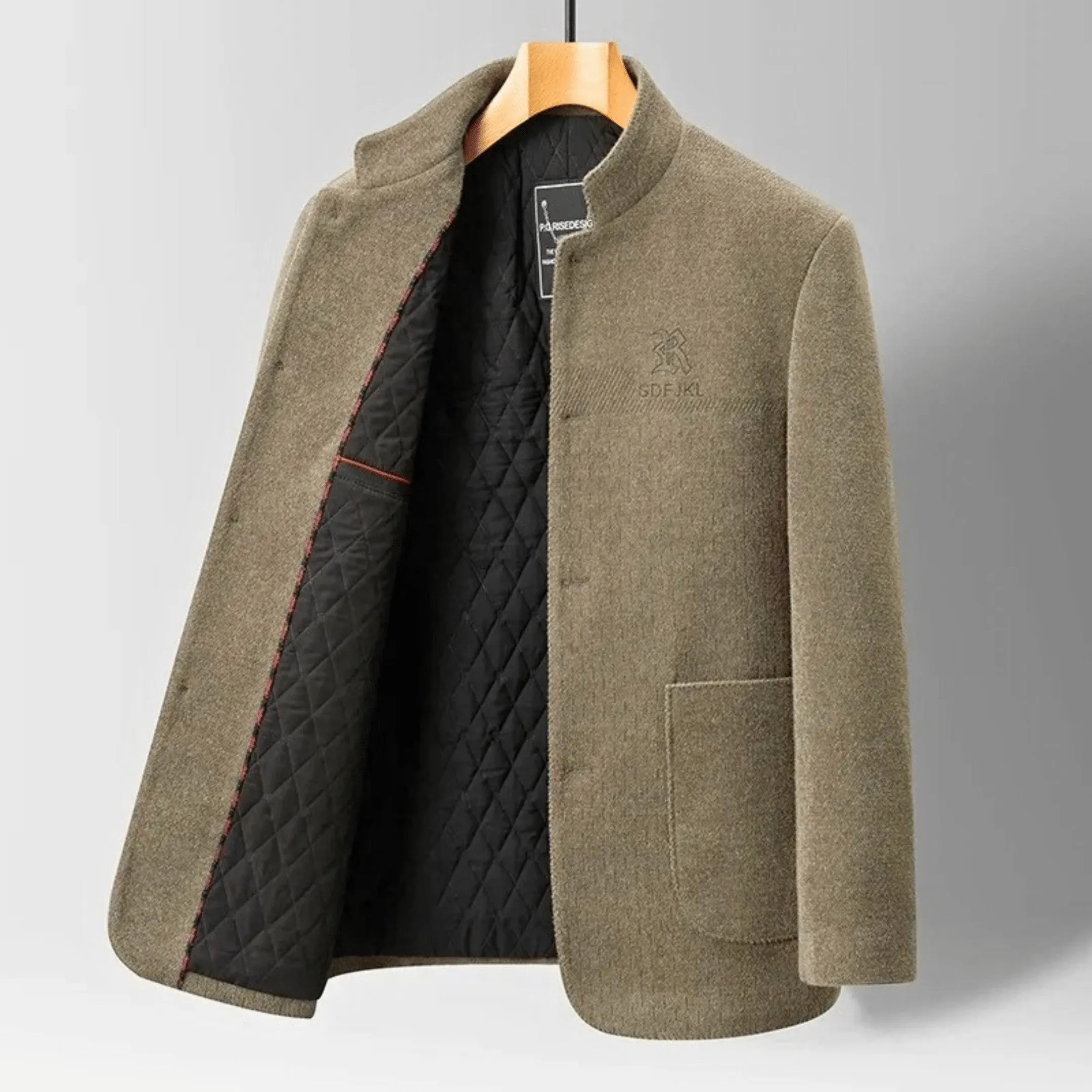 Men's Wool Blend Jacket &ndash; Quilted Stand Collar City Layer