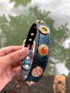 Original Design Genuine Leather Pet Gemstone Collar