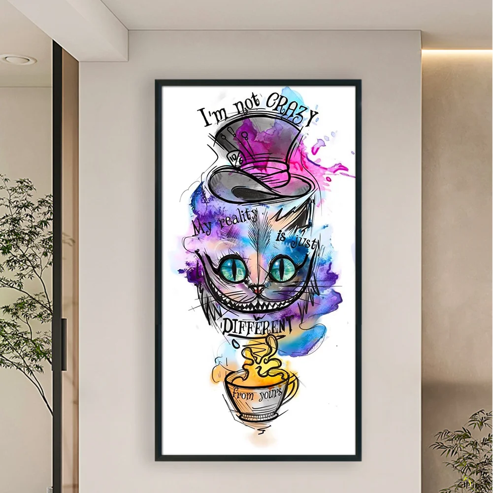 11CT Full Stamped Cross Stitch - Alice Cat(Canvas|35*65CM)