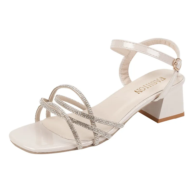Breakj Breakj Drill Sandals In Women's Sandals 2025 Summer New Thick Heel With Buckle Fairy Wind Toess Sandals