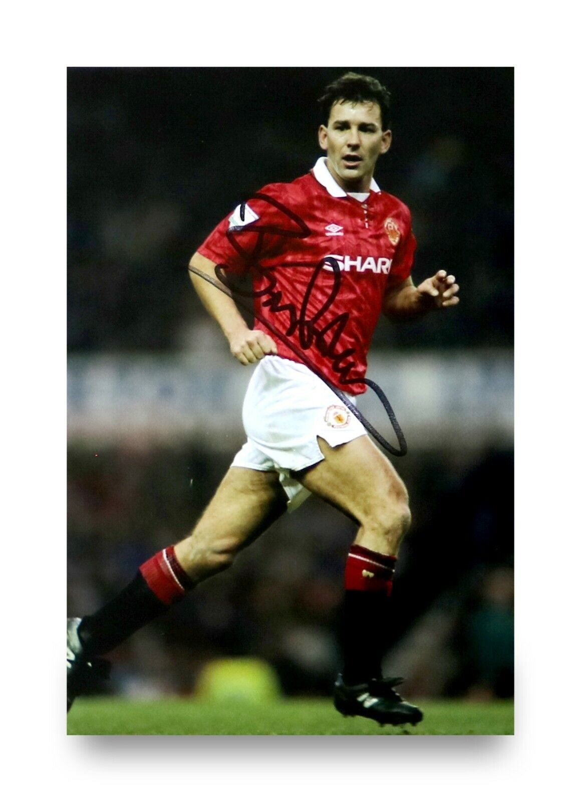 Bryan Robson Signed 6x4 Photo Poster painting Manchester United England Genuine Autograph + COA