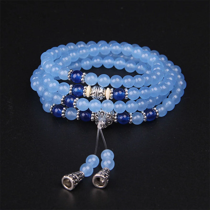 Blue Crystal 108 Beads Protection Bracelet Mala