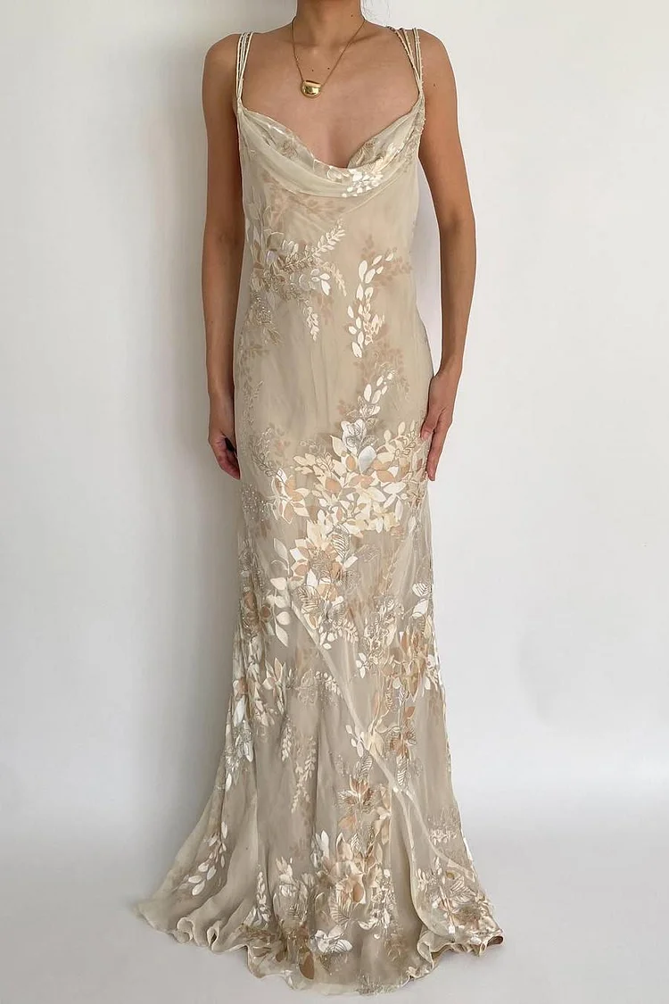 Spaghetti Strap Sleeveless Long Mermaid Prom Dress With Appliques XJ0598