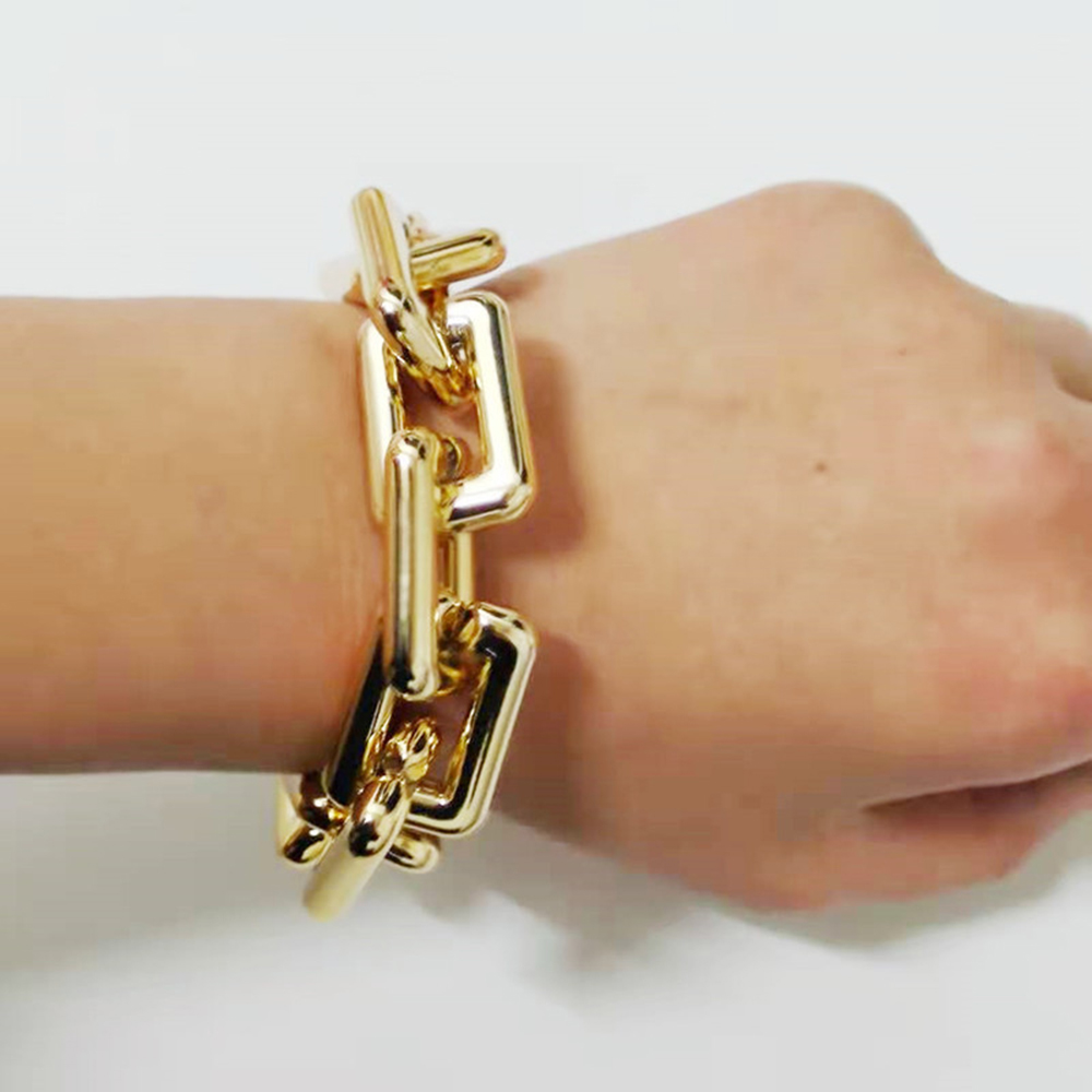 Punk Plating Thick Chain Geometric Bracelets