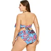 Plus Size Halter Lips Print Ruffle Bikini Set Sexy Swimsuit Women Swimwear Bathing Suit Push Up Brazilian Bikinis 3XL 4XL 2019 