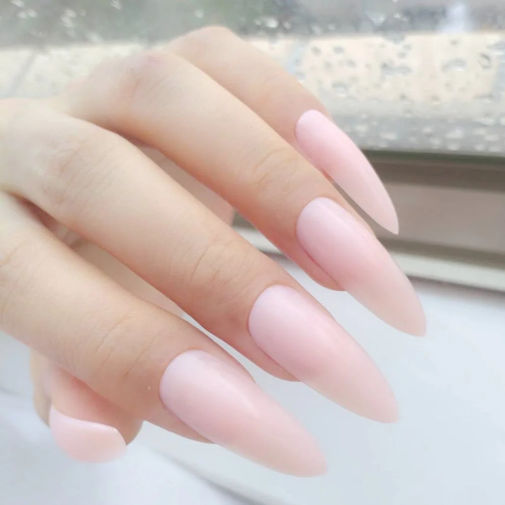 5 Sets Bright Yellow Artificial False Nail Long Stiletto Fake Fingernails For Design DIY Full Cover Salon Tips Manicure Tools-Nail Inspo