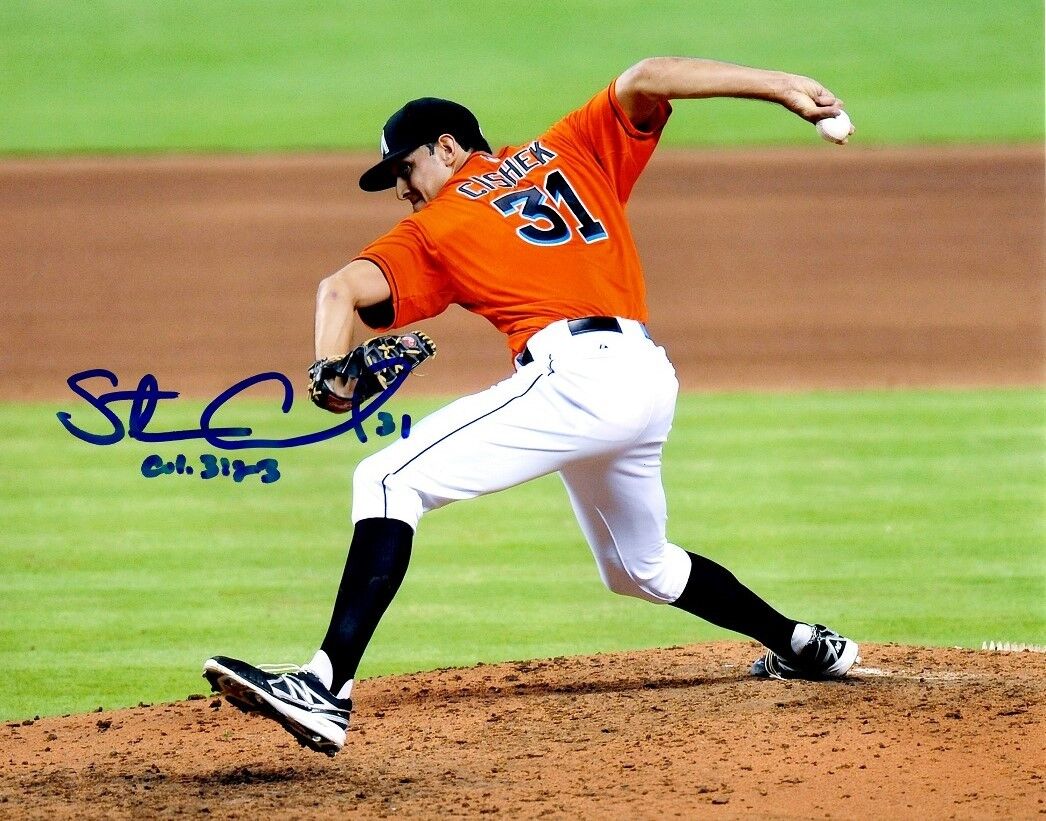 Autographed 8x10 STEVE CISHEK Miami Marlins Photo Poster painting - COA