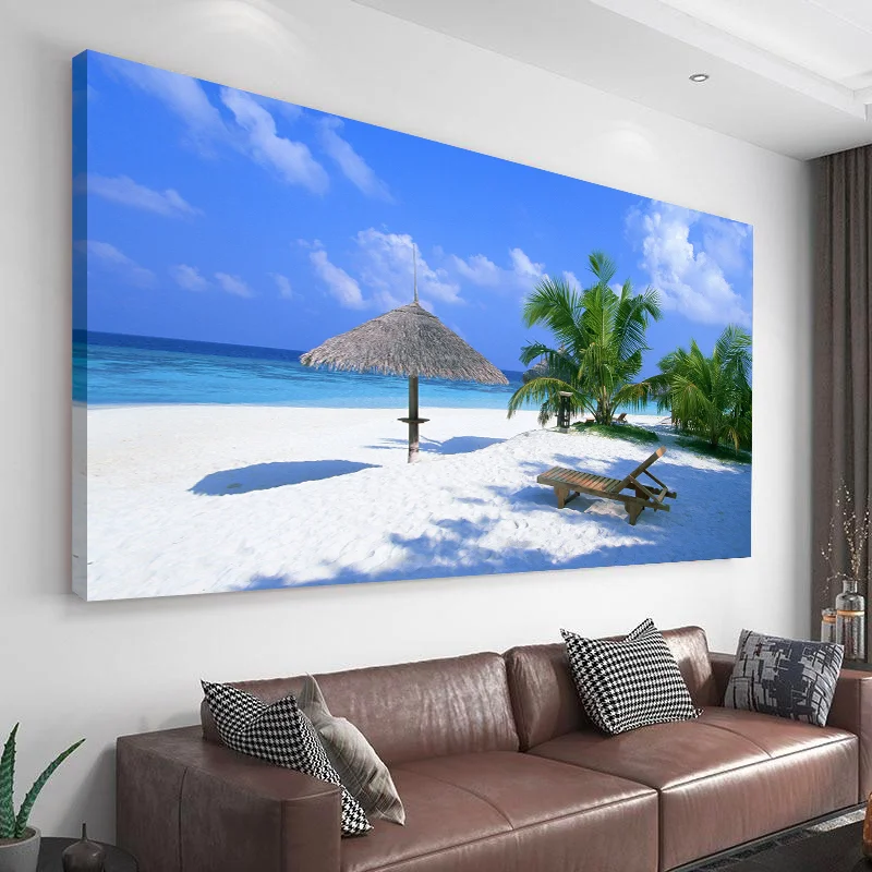 Beach Nipa Hut Canvas Wall Art