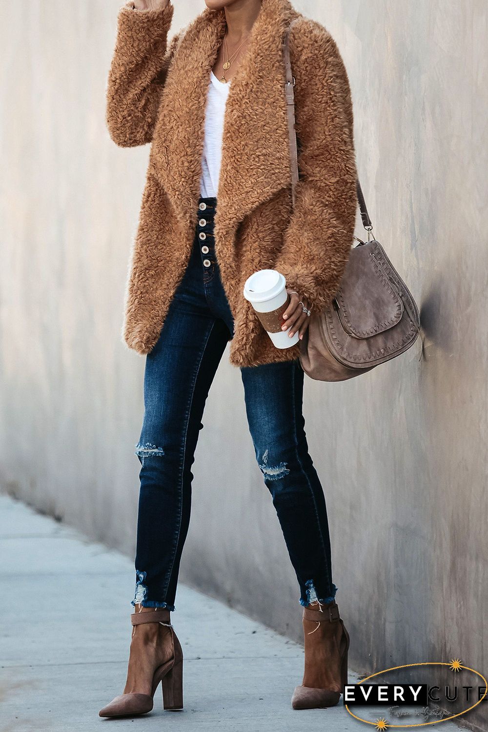 Yellow Pocketed Sherpa Jacket