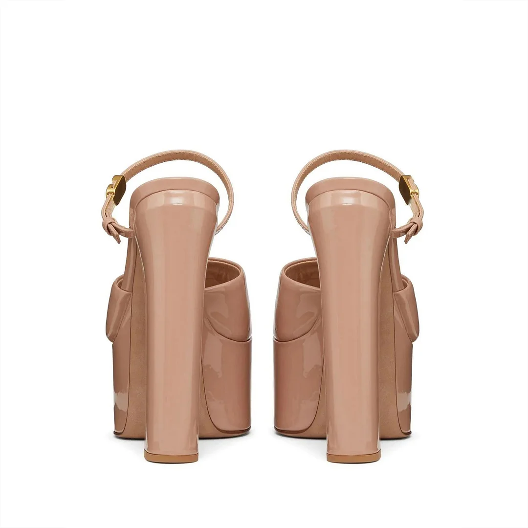 150mm Thick heel round toe buckle waterproof platform open toe one-strap sandals high heel sandals-MERUMOTE