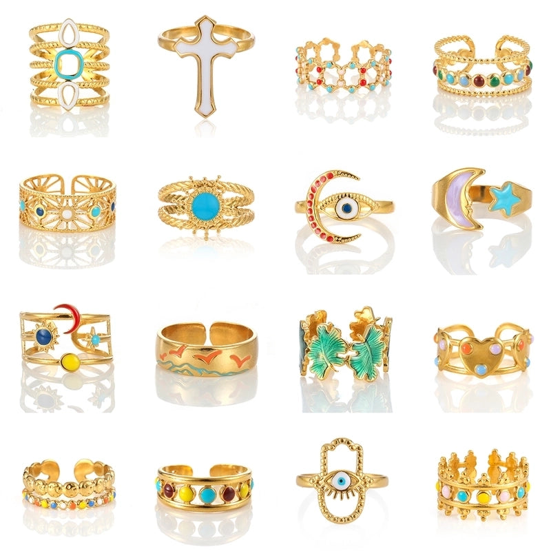 Elegant Minimalist Geometric 304 Stainless Steel Enamel Stainless Steel Rings