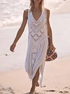 White Color Sleeveless Cover-Ups Dress