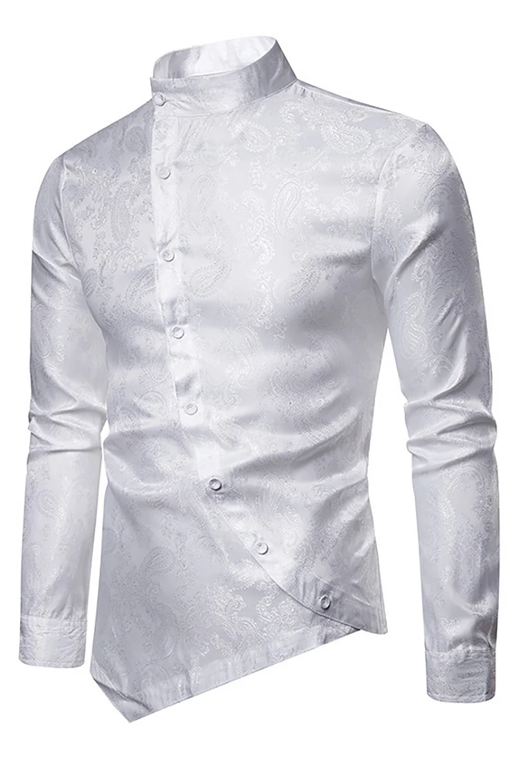 Bandana Print Asymmetric Hem Slim Fit Shirt