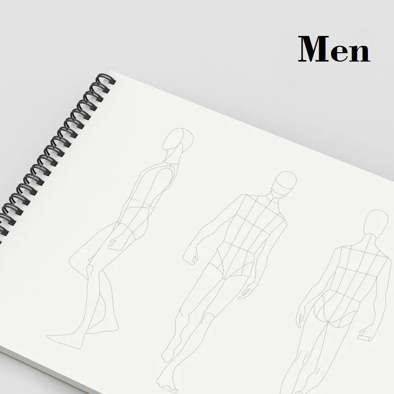 A4 Clothing Designer Dotted Line Human Body Painting Notebook Design Professional Women's Men's Clothing Sketch Book 50 sheets