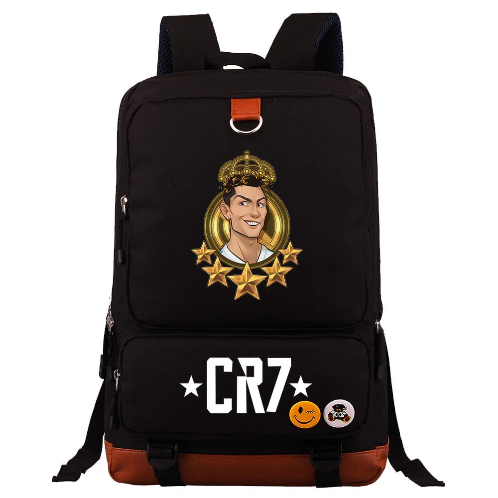 Buzzdaisy Cristiano Ronaldo Printed Square Backpack - Large Capacity and Laptop Compartment