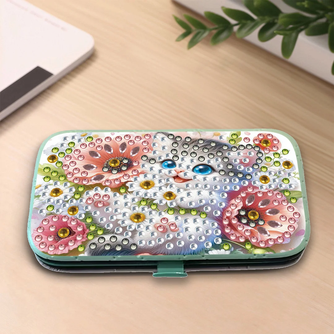 Cat Flower Diamond Painting Nail Art Bag Set Includes 7 Professional Tools