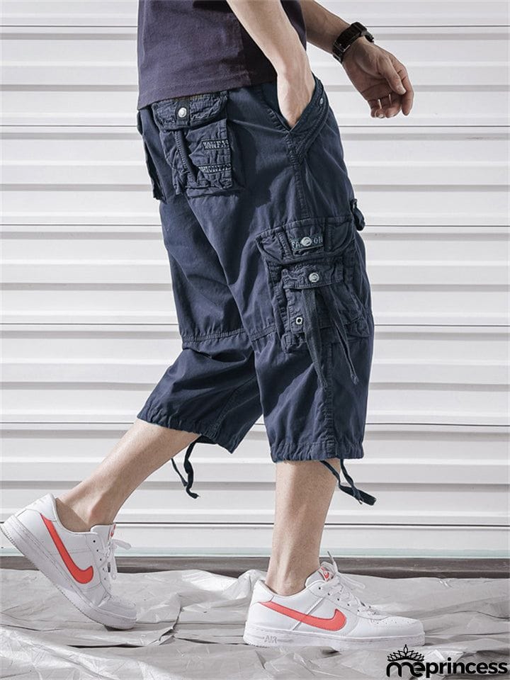 Men’s Relaxed Fit Below Knee 3/4 Length Cargo Shorts