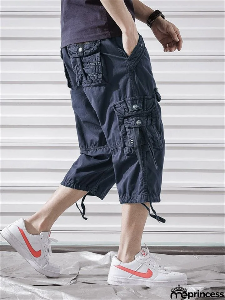 Men’s Relaxed Fit Below Knee 3/4 Length Cargo Shorts