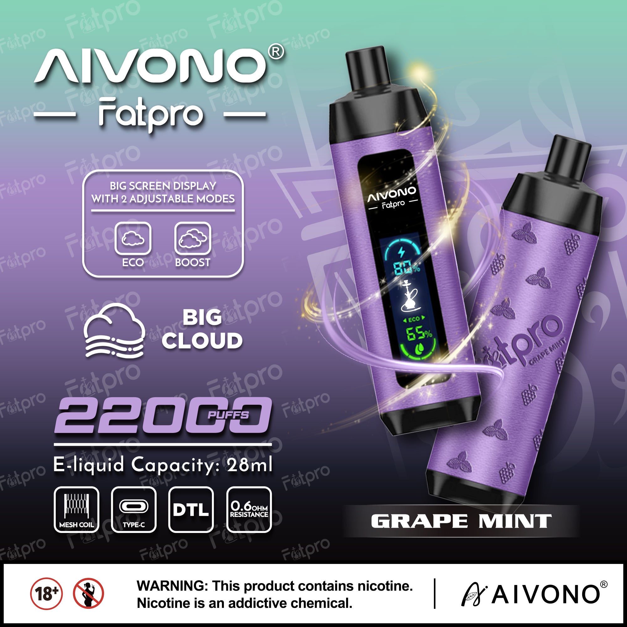 AIVONO FATPRO 22000 Puffs Disposable Vape Wholesale AIVONO CTYVape
