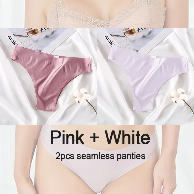 2PCS/Set Women's Panties Seamless Underwear Sexy Lingerie Thong Female Underpants Low-Rise Pantys T-back Briefs Femme Panties