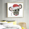 Santa Hat Mouse - 14CT Stamped Cross Stitch 16*15cm/6.3*5.91in(Brand)