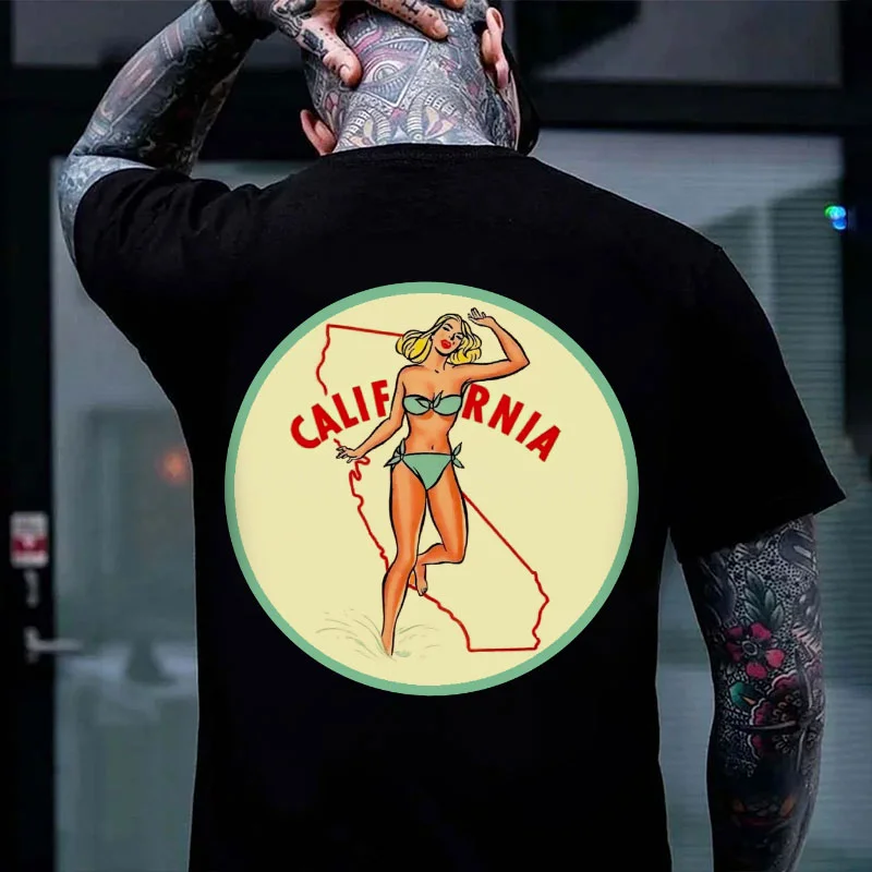 CALIFORNIA Sexy Bikini Lady Print Men's T-shirt