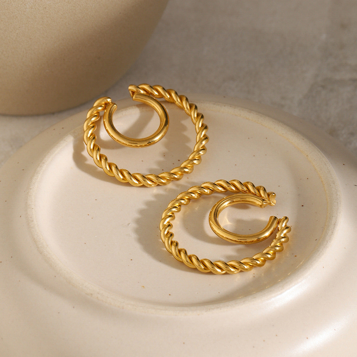 Women IG Style Mesh Stainless Steel Electroplating Clip On Earrings