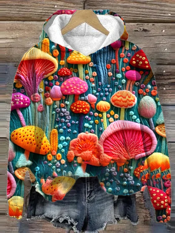 Women's Mushroom 3D Printed Hooded Fleece Sweatshirt socialshop