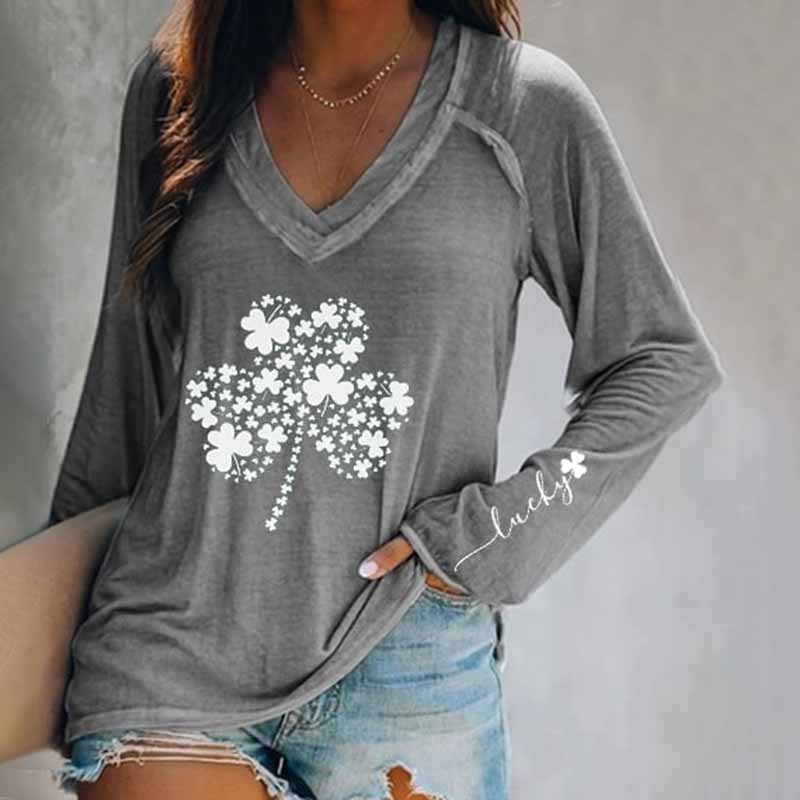 Women's St. Patrick's Lucky V-Neck Casual T-Shirt artswardrobe