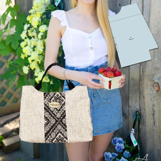 Recessed Zipper Tote Bag Sewing Template - Include Instructions