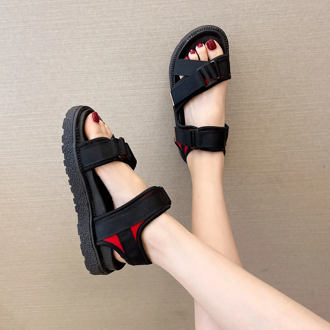Breakj Breakj Version Of Sandals Women 2025 New Flat-Soled Soft-Soled Beach Sandals Magic Sandals Women's Sports Shoes