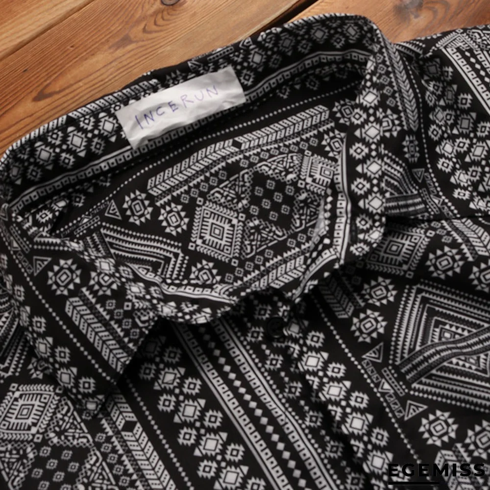 Casual Shirt Men Print Long Sleeve Ethnic Style Fashion Tropical | EGEMISS