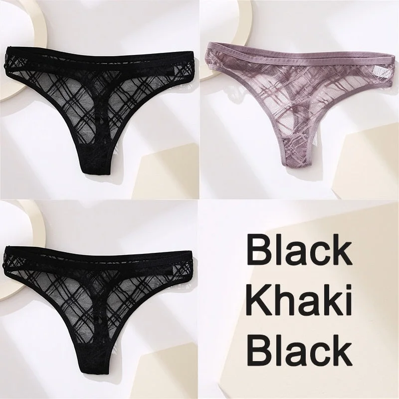 Sexy Lingerie Lace Panties Women Underwear G-String Perspective Thong Pantys Mesh Low Waist Female Briefs Intimate Underpants
