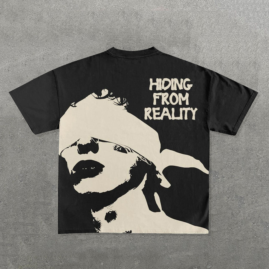 Unisex Hiding From Reality Graphic Cotton T-Shirt - SOPULA