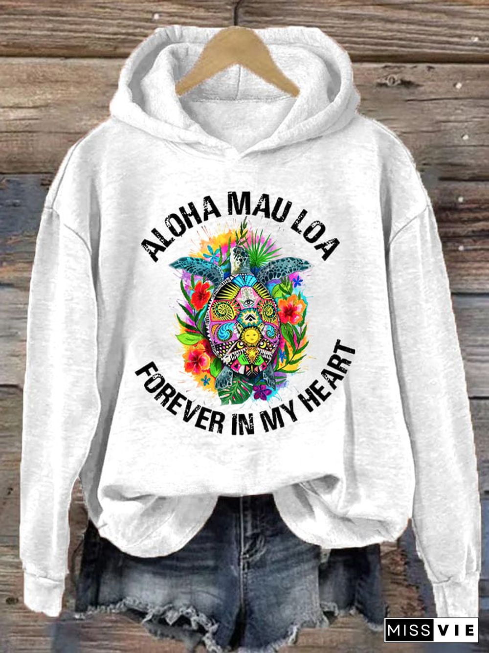 Women's Aloha Mau Loa Lahaina Forever In My Heart Print Hoodie