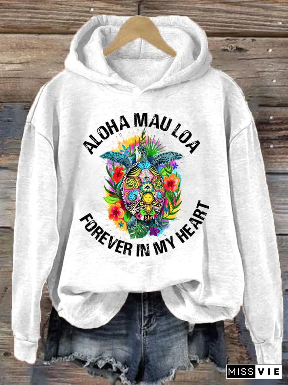 Women's Aloha Mau Loa Lahaina Forever In My Heart Print Hoodie