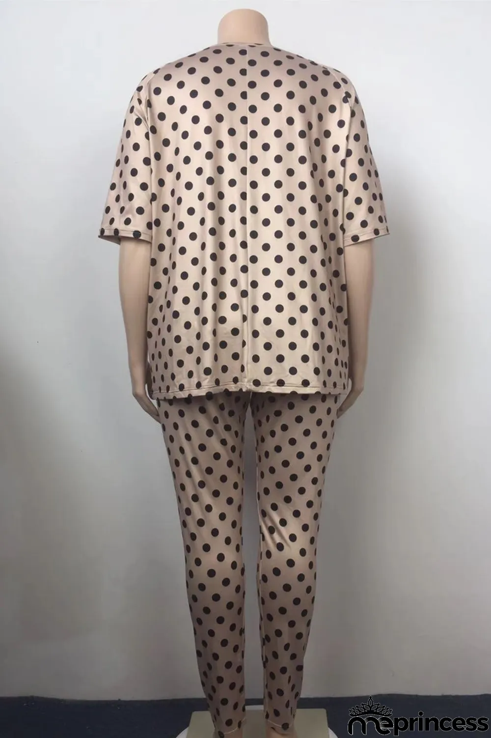 Multicolor Fashion Casual Print Basic O Neck Plus Size Two Pieces