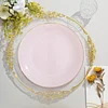 10 Pack | 10" Glossy Blush Rose Gold Round Plastic Dinner Plates With Gold Rim, Disposable Party Plates